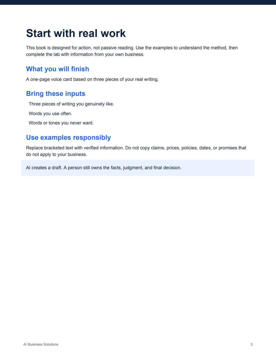 Actual Sound Like Yourself page showing the guide outcome and required inputs