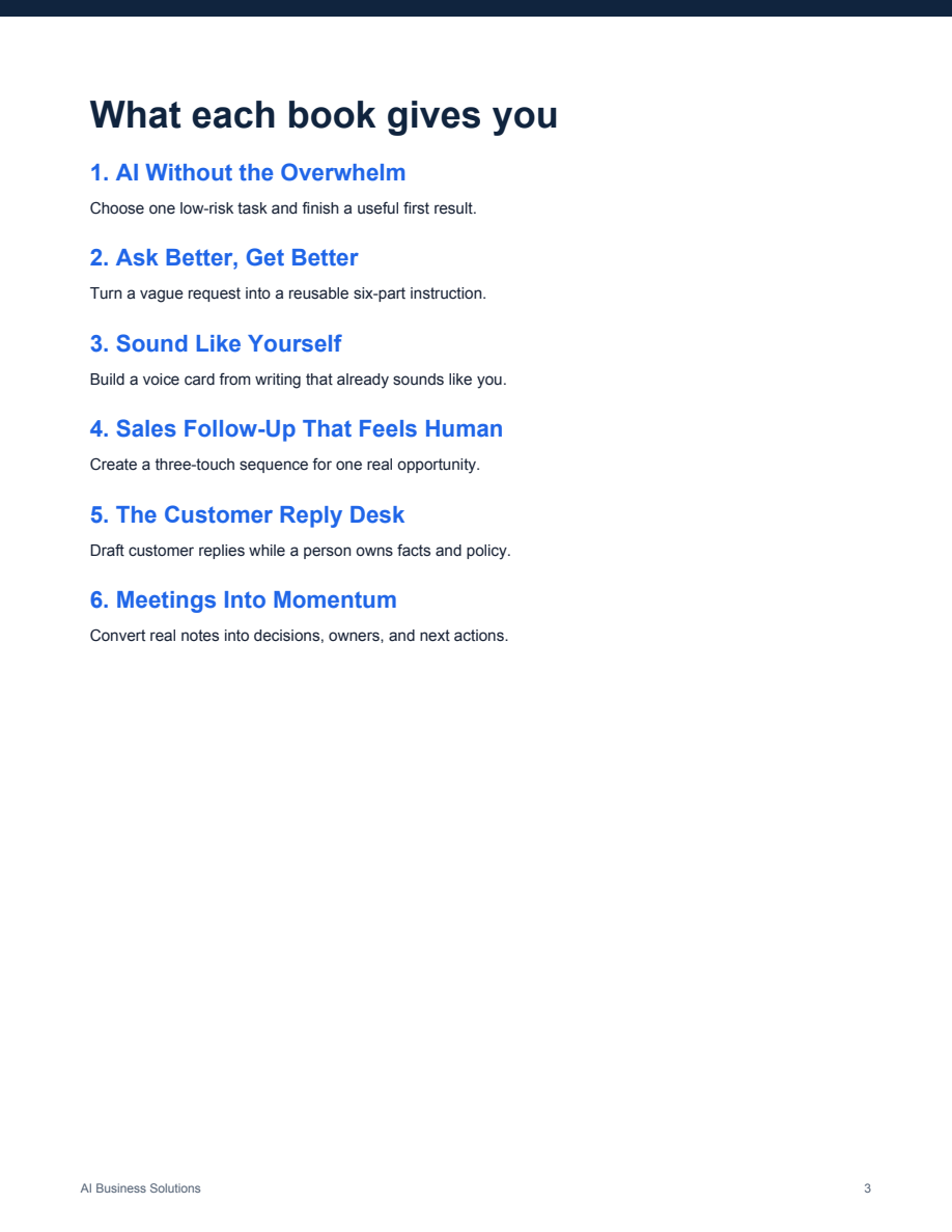 Actual Start Here page showing which guide matches each business problem